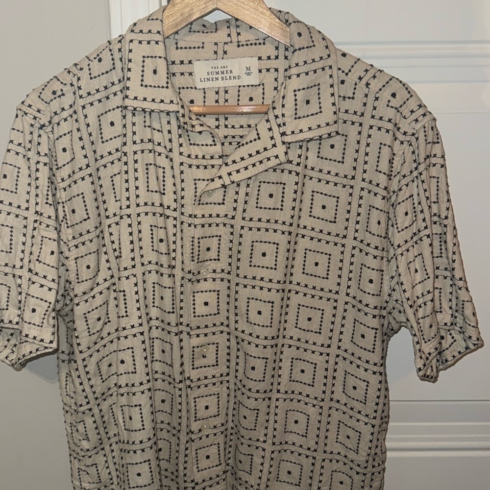 Abercrombie Summer Linen Blend Button Up Short Sl… - image 1